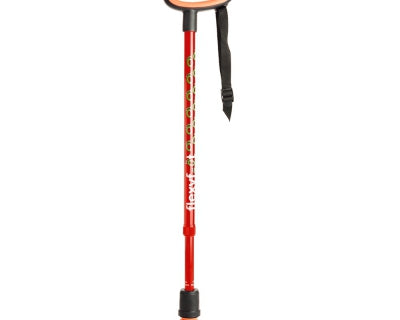 Wandelstok met ovalen handvat rood Flexyfoot