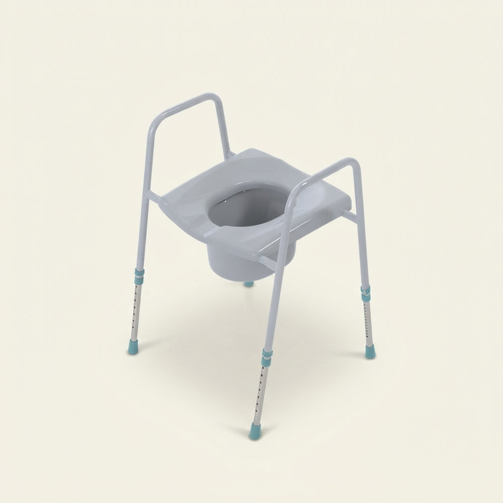 Toiletframe met zitting en toiletemmer