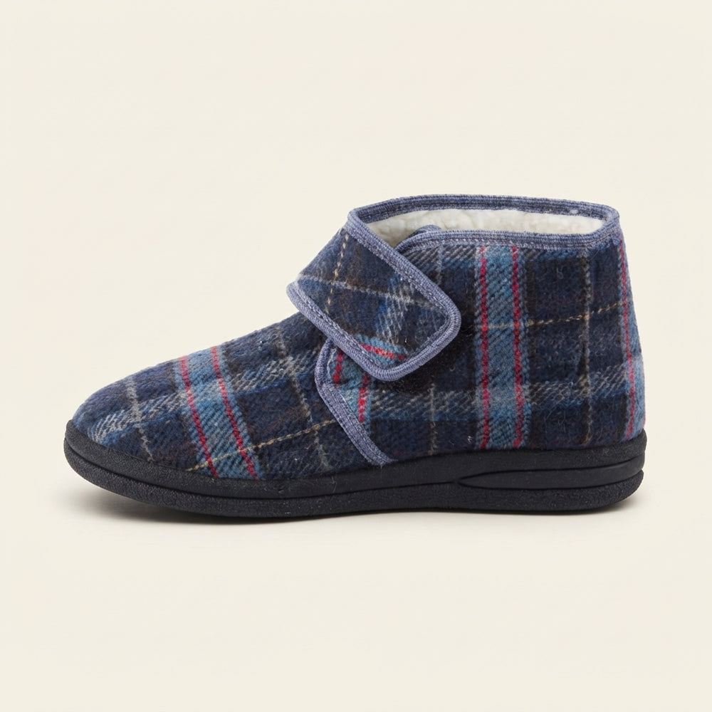Comfortpantoffel geruit, hoog model