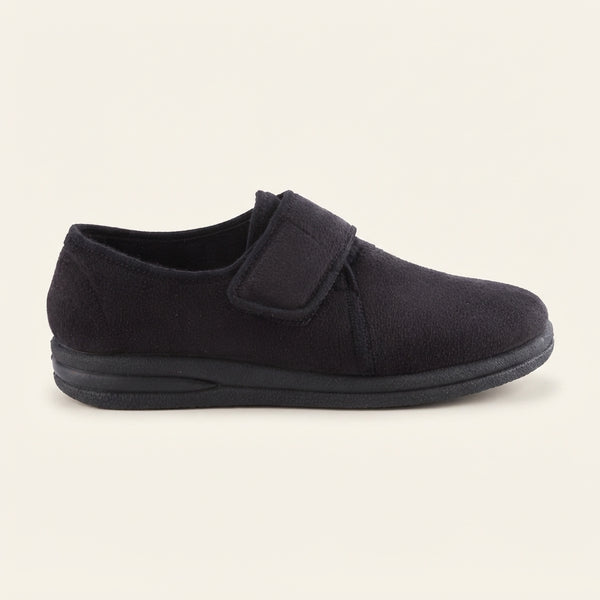 Comfortpantoffel zwart, laag model
