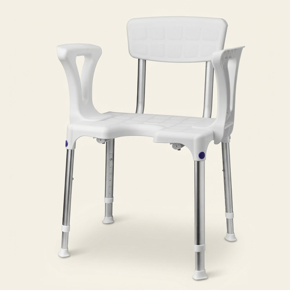 Douchestoel Quattro met uitsparing, incl. rug en arm