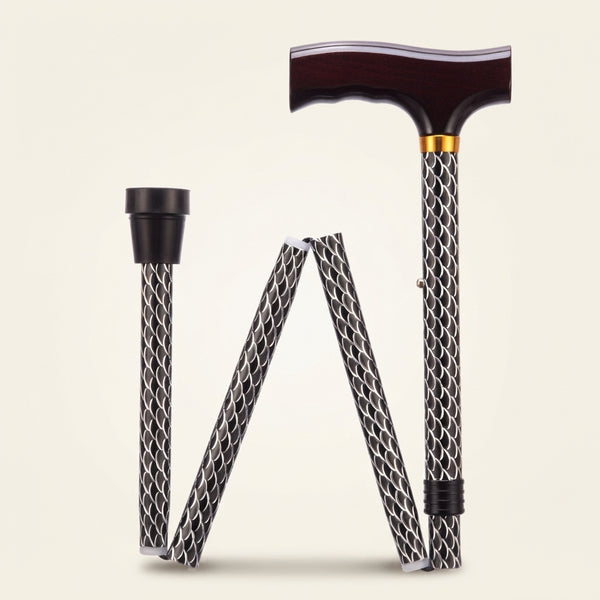 Opvouwbare wandelstok Etched Black 76-89
