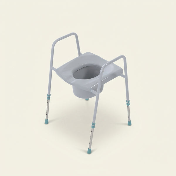 Toiletframe met zitting en toiletemmer