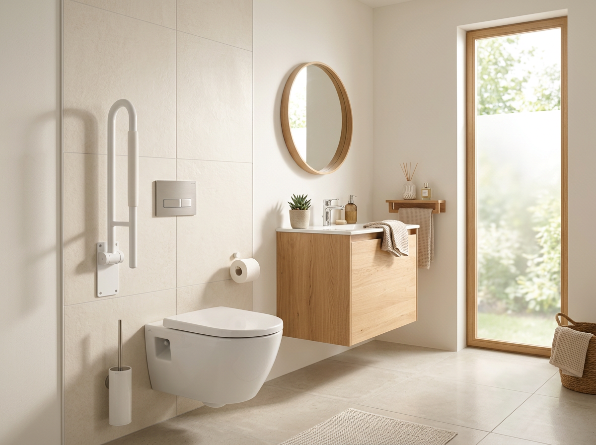 Toilet met opklapbare beugel