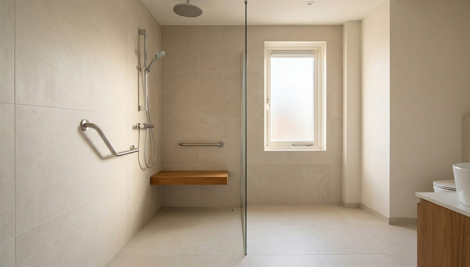 Veilige badkamer met handgrepen
